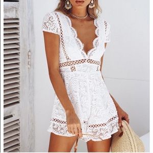 GORGEOUS White Lace Hello Molly Romper 🌼